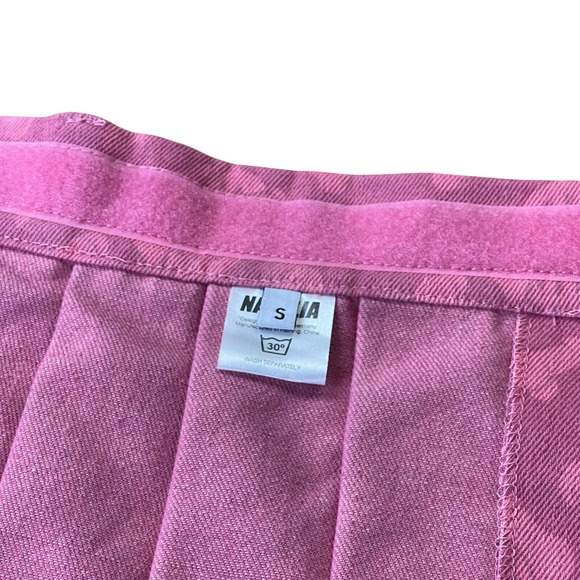 Namilia Monogram Denim Mini Thong Skirt Pink Pleated Micro Mini 22SKRT6P703 S - Picture 10 of 15